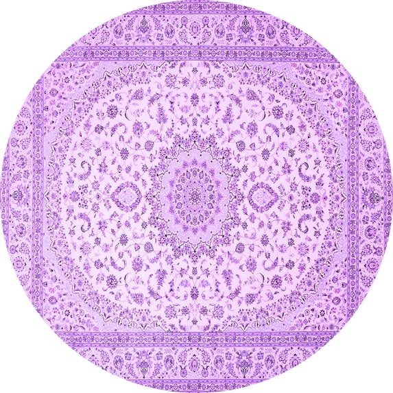 Ahgly Company Indoor Round Medallion Purple Traditional Area Rugs, 3' Round