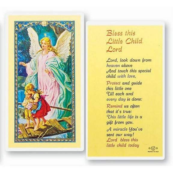 Bless This Little Child Lord Laminated Catholic Prayer Holy Card with Prayer on Back, Pack of 25