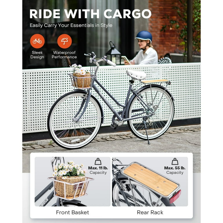 Hybrid Bike, 700c City Commute Cruiser Bike with 7 Speed