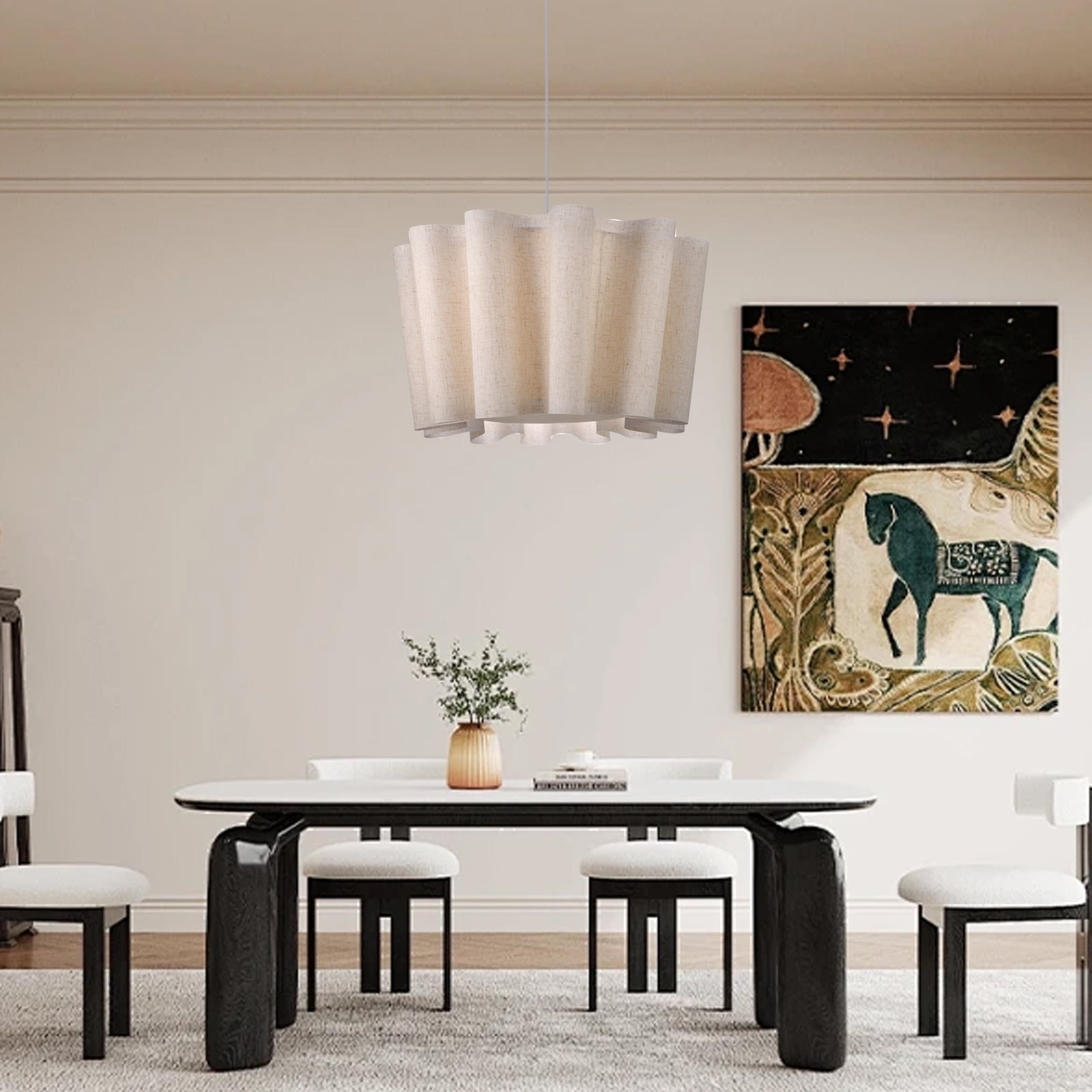 UEEYAC Retro Artistic Fabric Chandelier Wabi-sabi Pendant Light Home Decor