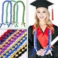 thumbnail image 2 of QDXFX 2025 Graduation Lei Handmade Double Braided Ribbon Lei Necklace Class of 2025 Grad Gifts for High School College Graduation Party Accessories,Green + White, 2 of 7