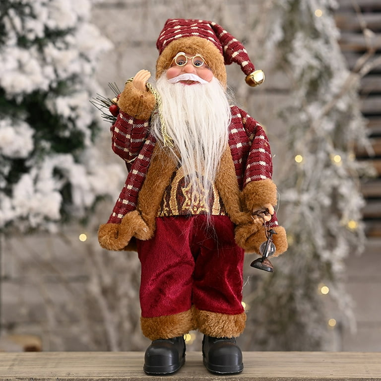Santa Claus Figurines Xmas Standing Decorations Santa Doll Christmas Collectible Figurines for Table Decor
