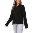 thumbnail image 4 of INSPIRE CHIC Linen Jacket for Women's Casual Long Sleeve Button Down Lapel Utility Jackets with Pockets XL Black, 4 of 6