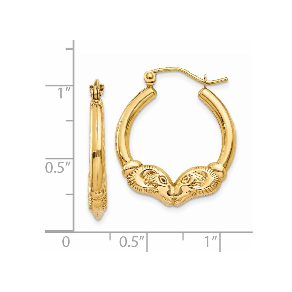 Primal Gold 14K Yellow Gold Ram Hoop Earrings