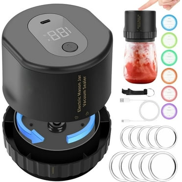 Mason Genie Vacuum Sealer, Wide Mouth and Regular Mouth Canning Lid Machine Kit for Food Storage (Black)