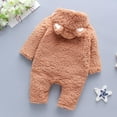 thumbnail image 3 of Baozhu Autumn Winter Trendy Cartoon Bear Jumpsuit for Infant Boy Baby Girls Clothes 1 Year Warm Hooded Zipper Romper 0-24 Months, 3 of 5