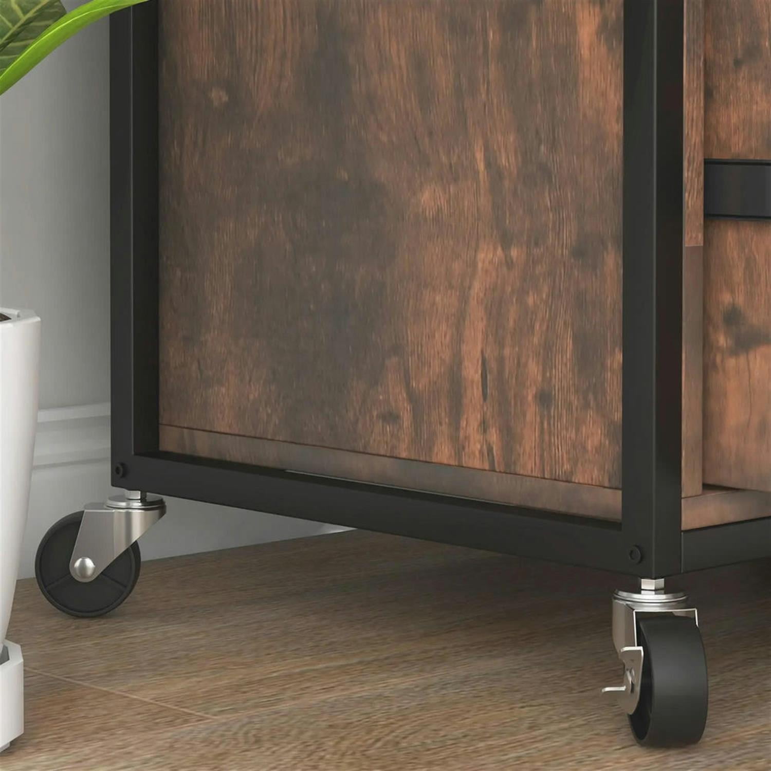 Demi Bonn 2-Drawer File Cabinet, Rolling Filing Cabinet with Key Adjustable Hanging Bar for Home Office, Printer Stand, for A4, Letter-Size Documents, Brown