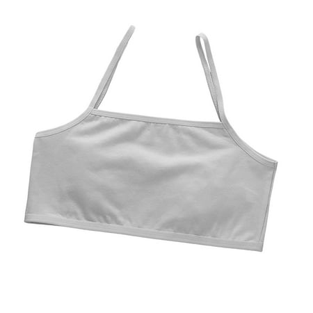 Girls Bras 14-16 Crop Cami Training Bras for Girls with Adjustable Straps Cotton Seamless Bra for Girls & Teens Light Gray 8-12 Years