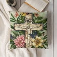 thumbnail image 3 of YINGXI Wreath Decorative Throw Pillow Covers, Religious Cross Porch Outdoor Home Decor, Hop Flowers Couch Cushion Case 20x20in, 3 of 5