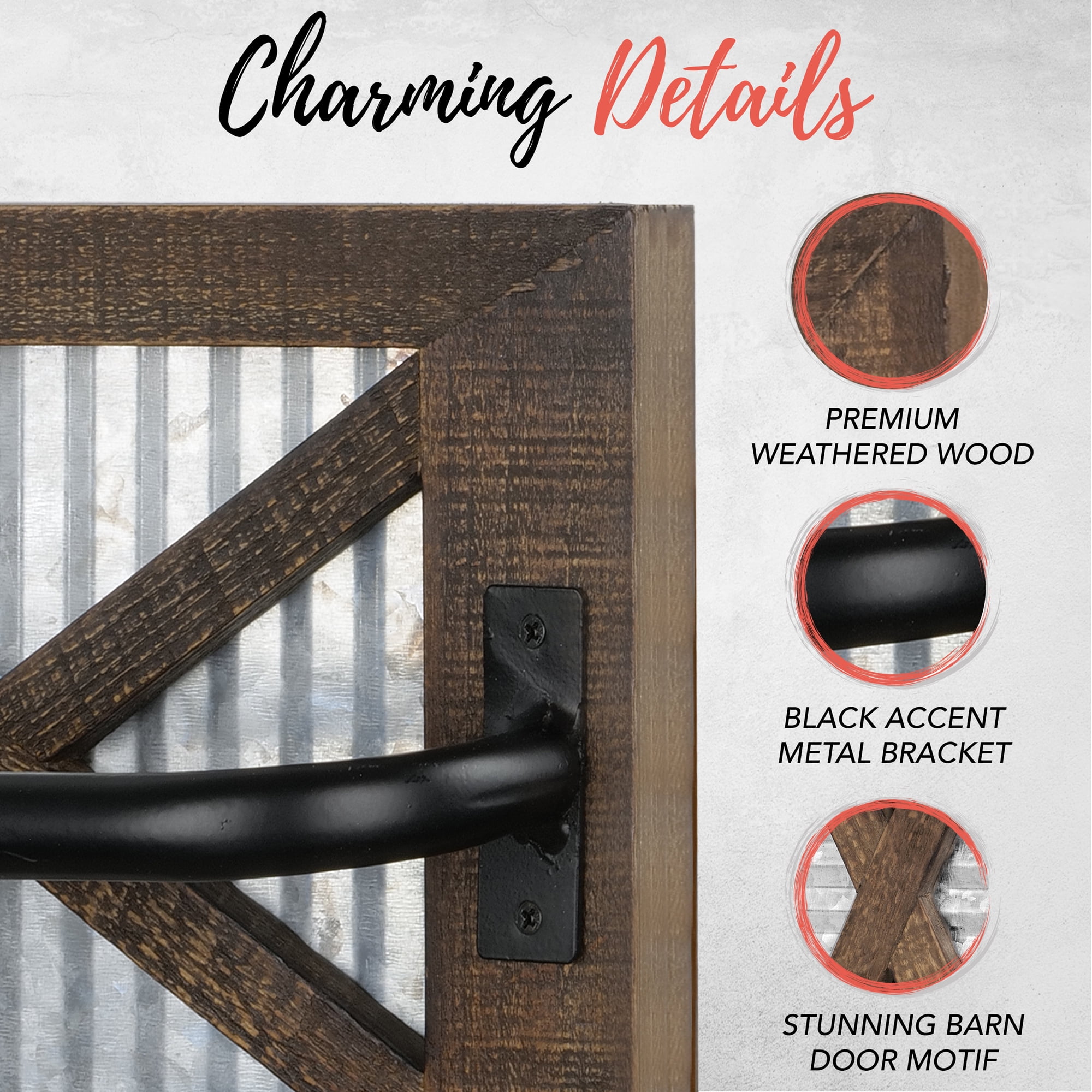 Autumn Alley Farmhouse Rustic Towel Rack Holder - Wood Towel Rack - Farmhouse Towel Holder for Rustic Bathroom and Farmhouse Kitchen Style D?cor - 18" Wall Mounted, Set of 2, Rustic Brown