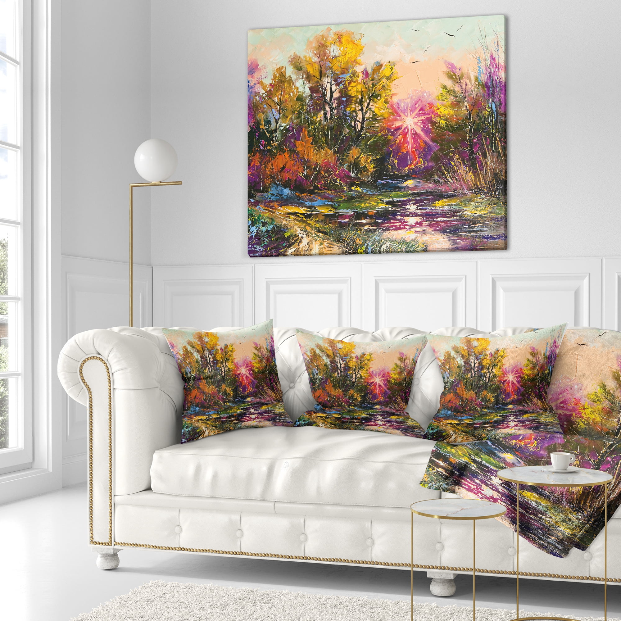 Designart Farewell to Autumn - Landscape Printed Throw Pillow - 18x18