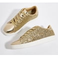 thumbnail image 4 of LUCKY STEP Womens Glitter Sneakers Sparkly Low Top Lace-Up Casual Shoes,All Gold, 4 of 9