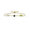 Keren Hanan 18K Yellow Gold Plated Silver 3 Stone Created Moissanite Fully Adjustable Bracelet by Gem Stone King Oval Round Octagon Aquamarine Sapphire and Peridot (2.03 Cttw)