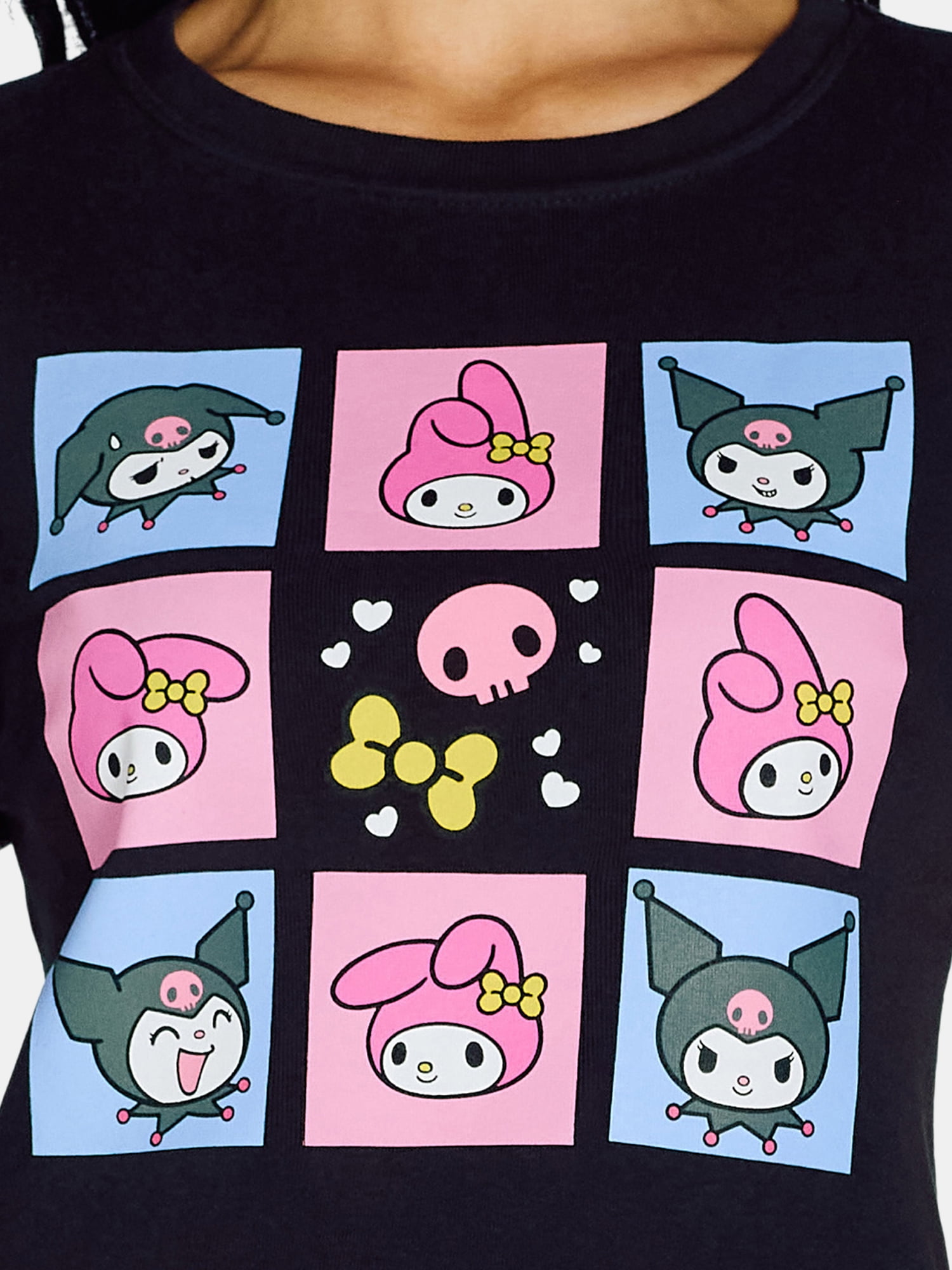 My Melody and Kuromi Women’s Cotton Graphic Tee with Short Sleeves, Sizes XS-XL