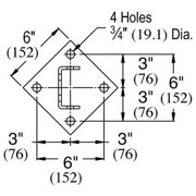 Unistrut P2073A HG, Channel Post Base, Post Base, 1 PC