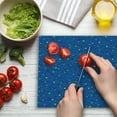 thumbnail image 3 of Starry Night Cutting Board, Stars and Clouds Pattern with Curves Galaxy Theme Heavenly Bodies, Decorative Tempered Glass Cutting and Serving Board, Large Size, Blue Yellow Dark Blue, by Ambesonne, 3 of 5