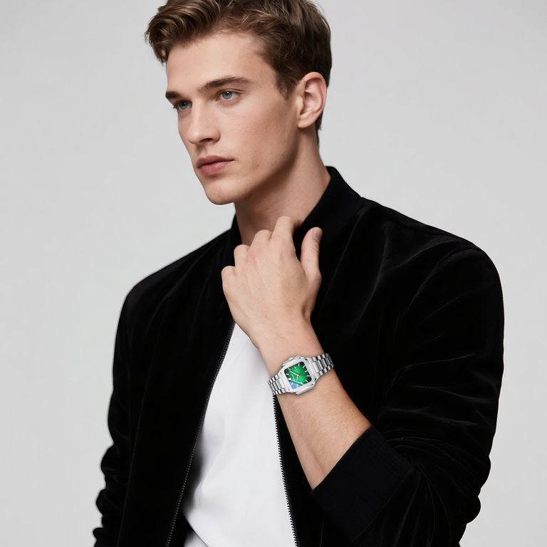 casual dress watch mens Avaner Men's Classic Square Watch: Silver Stainless Steel Analog Quartz Dress Watch with Luminous Hands, Date Calendar, 30M Water Resistant for