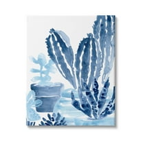 Stupell Industries Indigo Blue Potted Succulents Abstract Indoor Plant Watercolor, 16 x 20, Design by June Erica Vess
