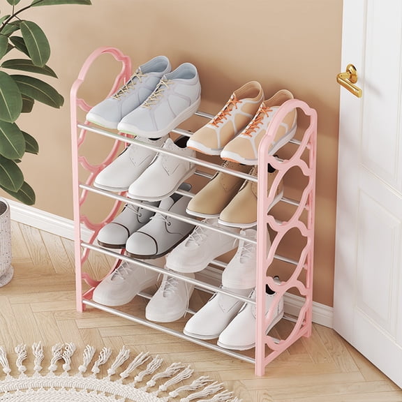 4-Tier Shoe Rack Organizer | Metal Storage Shelf for Entryway, Bedroom, Closet, Dorm Room | Heavy-Duty Polypropylene & Steel | 16.3"x7.3"x21.5" | Easy Assembly, Ventilated Design