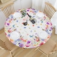 thumbnail image 3 of Spring Summer Floral Round Fitted Tablecloth with Elastic Edge Watercolor Flower Outdoor Table Cover for 36"-40" Rustic Stretch Table Cloth for Dining Room Party Picnic, 3 of 4