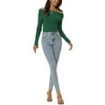 thumbnail image 2 of Unique Bargains Pull-Over Décontracté à Manches Longues Côtelé pour Femmes Vert S, 2 of 5