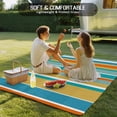 thumbnail image 4 of Blue Teal Orange Striped Outdoor Rug for Patio/Deck/Porch, Non-Slip Large Area Rug 5 x 7 Ft, Farmhouse Stripe Indoor Outdoor Rugs Washable Area Rugs, Reversible Camping Rug Carpet Runner, 4 of 8