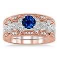 thumbnail image 2 of 1.5 Carat Sapphire and Diamond Vintage Trio Bridal Set Engagement Ring on 10k White Gold, 2 of 2