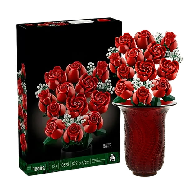 Interior Coche Compatible Con 15 Ramos Rosas Rojas Flores Eternas Bloques Construcción para Ensamblar Regalo Romántico San Valentín para El Día Del Maestro 10280 (822PCS)