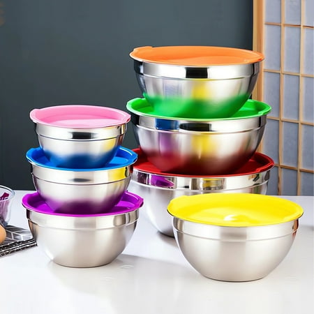 

Winter Clearance！TOPRenddon Salad Bowl Stainless Steel Salad Bowl Combination Set With Lid Stainless Steel Cooking Bowl Salad Bowl