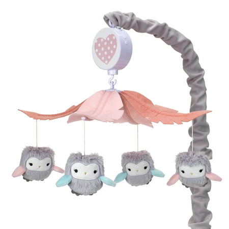 UPC: 0084122006911 | Lambs & Ivy Sweet Owl Dreams Gray/Pink Musical Baby Crib Mobile Soother Toy