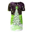 thumbnail image 5 of Puntoco Blusa de cuello en V con mangas raglán cortas y espalda larga con estampado navideño informal a la moda para mujer, 5 of 5
