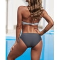 thumbnail image 3 of Women's Gray Halter Bandeau Striped Bikini, 3 of 18