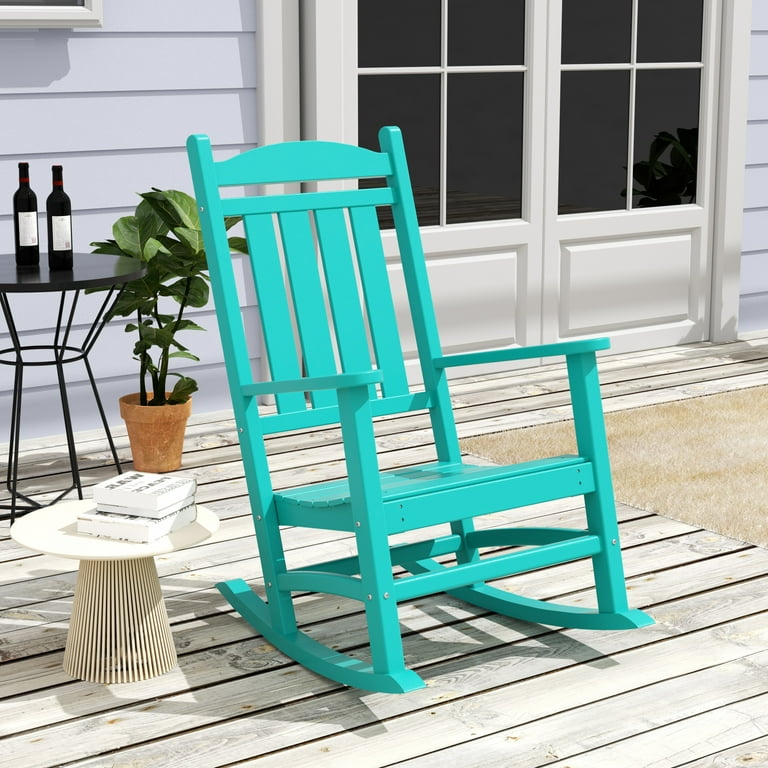 WestinTrends Malibu Outdoor Rocking Chair Set of 2, All Weather Poly Lumber  Adirondack Rocker Chair with High Back, 350 Lbs Support Patio Rocking Chair  for Porch Deck Garden Lawn, Dark Green 