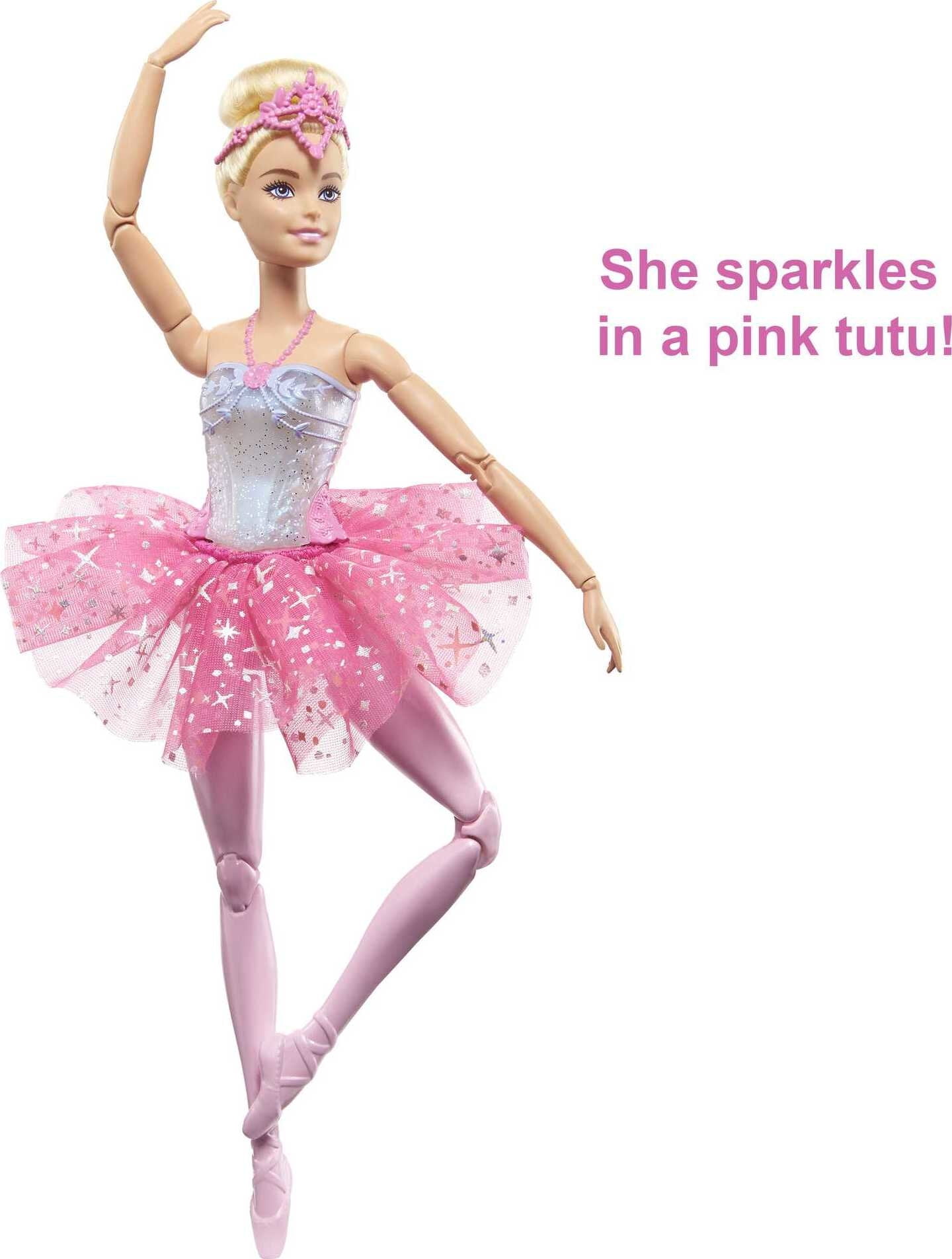 Barbie Dreamtopia Twinkle Lights Ballerina Doll, 11.7 in Blonde with Light-up Feature, Tiara & Tutu