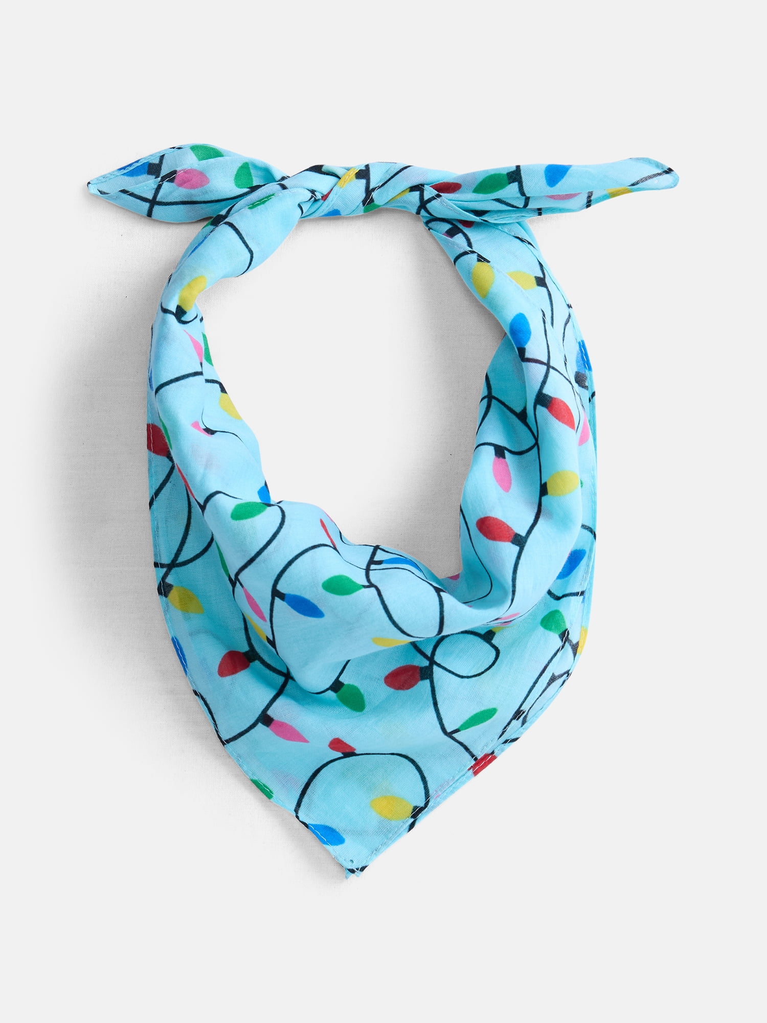 Holiday Time Woven Festive Lights Bandana, One Size, Blue/Multi, Cotton