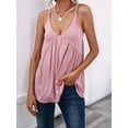 thumbnail image 5 of Women Bulid in Bra Casual Flowy Adjustable Spaghetti Strap Tank Top Pink L, 5 of 9