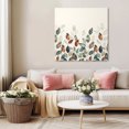 thumbnail image 5 of Teal Brown Botanical Wall Art Painting on Canvas, Pastoral Fall Leaf Canvas Art Home Prints Wall Art Framed Modern Artwork for Living Room Bedroom Wall Decor 12x12in, 5 of 9