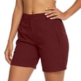 thumbnail image 4 of BXJX Womens Bermuda Shorts, Elastic Waist Walking Zipper Pocket Above the Knee Cargo Shorts Red Size 2XL, 4 of 9