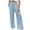 Blue, variant on VBVC Women's Smocked High Waist Wide Leg Pants,Summer Stretchy Sweatpants for Women,Ladies Lightweight Work Office Trousers with Pockets,Black,S-2XL