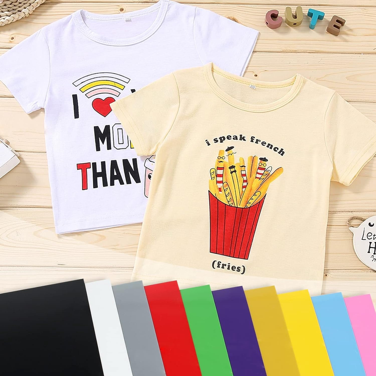 Lya Vinyl Heat Transfer Vinyl Bundle, New 50 pack 12" x 8" Iron on for Cricut,Cameo Machines, for DIY, Clothes, Shoes, Pillows