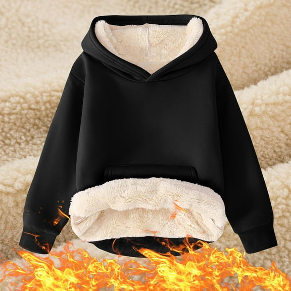 Hicidod Girls Hoodies Long Sleeve Fleece Lined Kids Pullover Tops Winter Warm Fashion Solid Casual Hooded Boys Sweatshirt