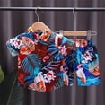 thumbnail image 1 of Toddler Baby Boys Summer Shorts Set Floral Outfits Button Down Shirt Top Shorts Hawaiian Clothes 2 PCS,Red,2-3 Years, 1 of 1