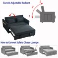 thumbnail image 6 of Momspeace Pull Out Sofa Bed Sleeper Sofa Couch Sofa Bed with Adjustable Backrest Velvet Loveseat For Living Room - Black, 6 of 8