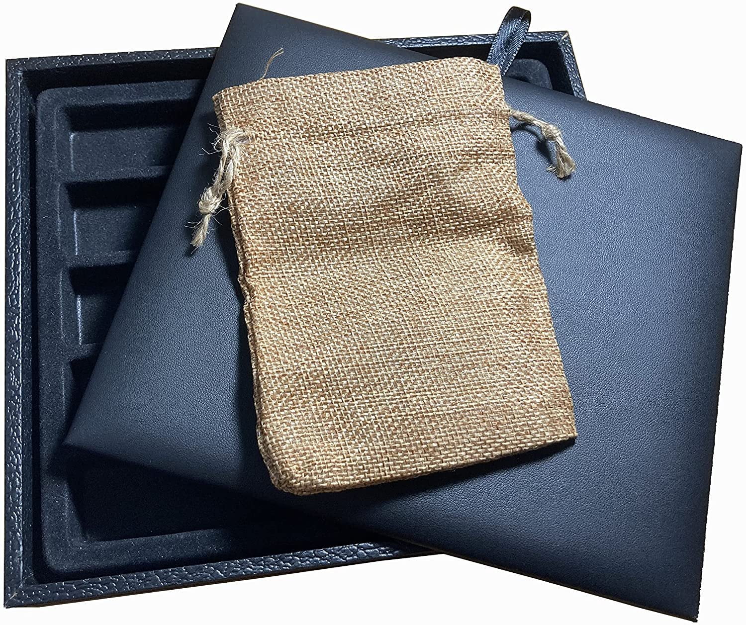 N'icePackaging - Black Leatherette Deluxe Dice Tray with Padded Insert and  Brown-Burlap Travel Pouch - for RPG / Tabletop / DND / Dice Rolling -