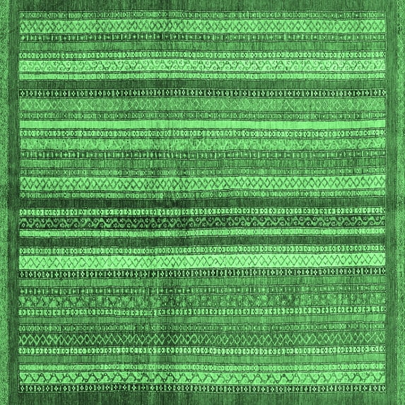 Ahgly Company Indoor Square Abstract Emerald Green Modern Area Rugs, 3' Square