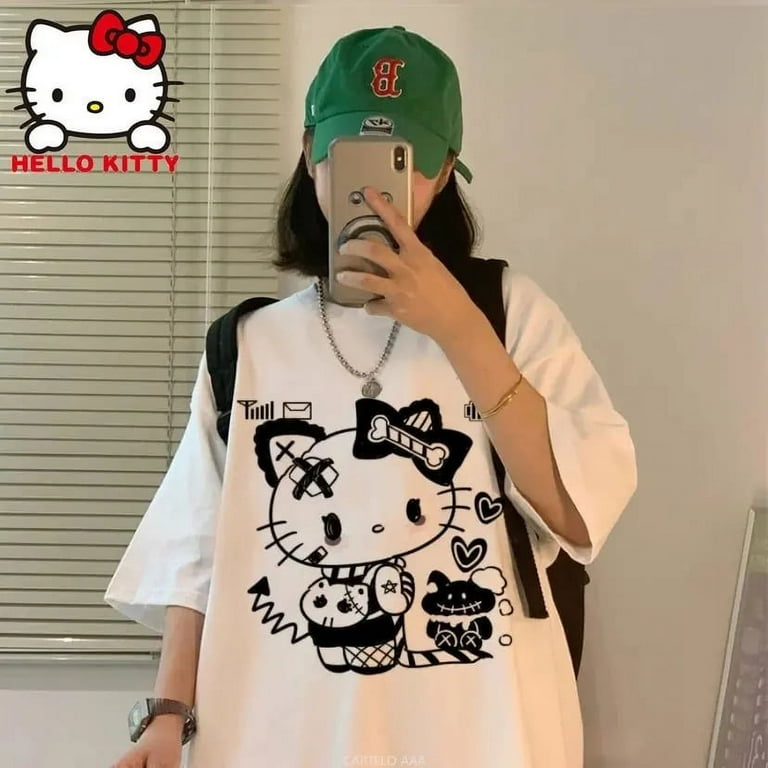 Sanrio Kuromi Hello Kitty T-shirt Y2K Women Loose Short