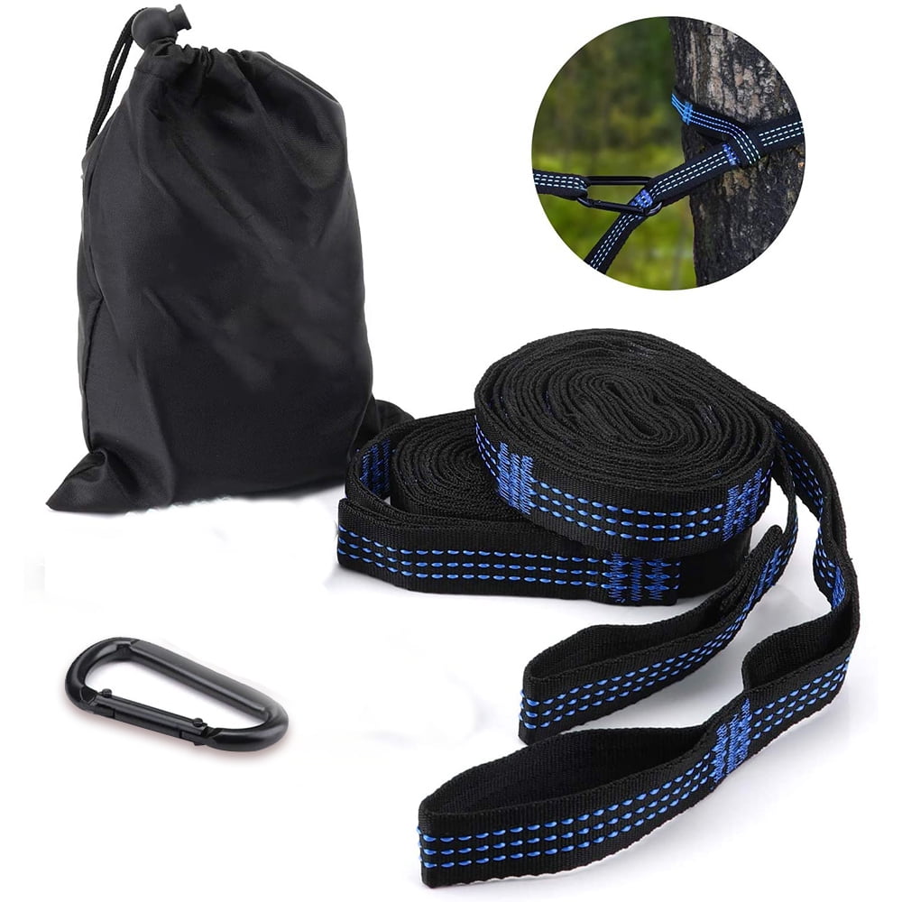 Outdoor Tree Swing Hammock Strap Kit Portable Adjustable Straps with 14 Loops and Strong Carabiners,1Pair