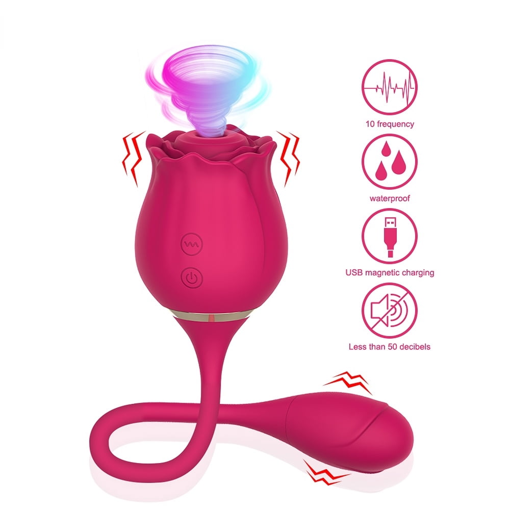 Rose Toys for Women, 2 in 1 Rose Sucking Vibrators and G Spot Clitoral Stimulator for Women