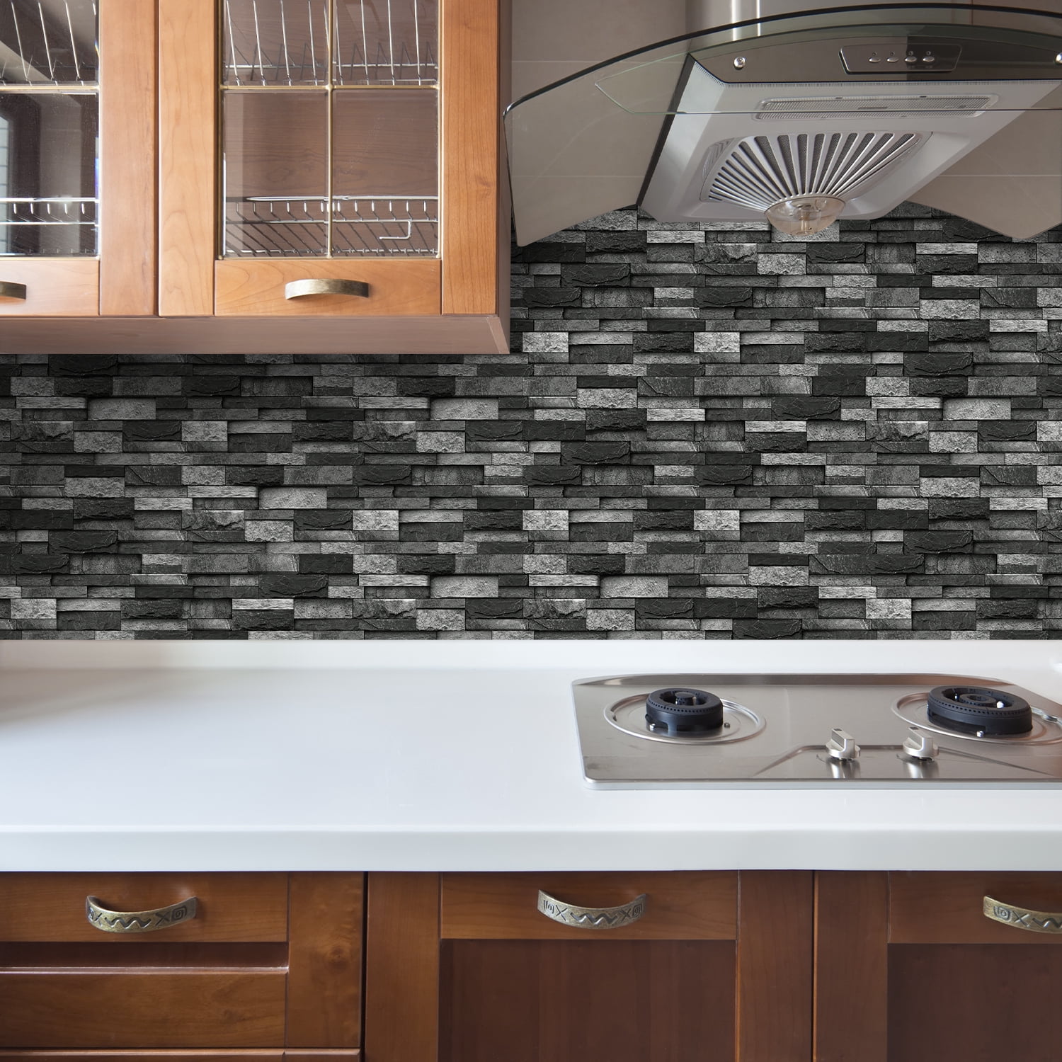 Peel and Stick Backsplash Wall Tiles,Self-Adhesive,Oil Proof,Waterproof, Removable Wall Panels for Kitchen & Bathroom,Modern Design, Easy Install (9.68x4.72 inch,48 Pack)