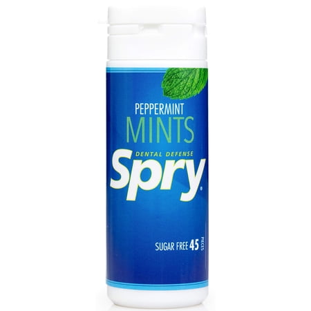 Spry Sugar-Free Xylitol Mints for Oral Health,Gluten-Free, Bad Breath, Peppermint 45 Count 1 Pack
